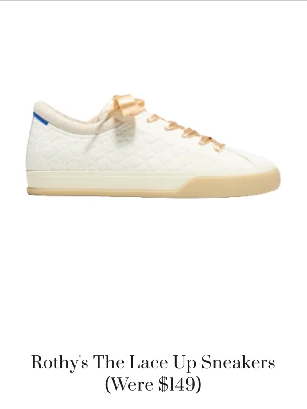 Rothy's Lace-Up Sneakers in Ivory with Peach Accents